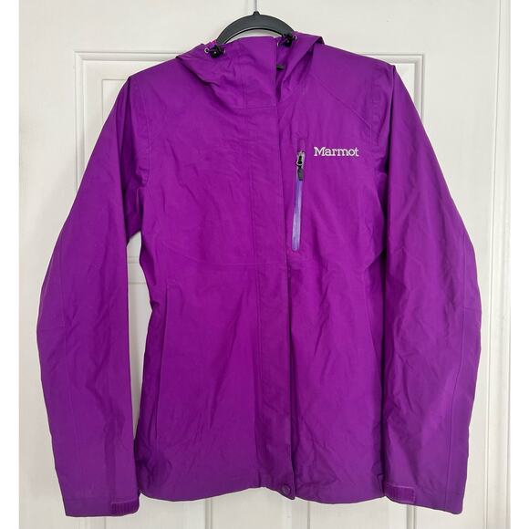 MARMOT Rincon Waterproof Hood Zip Rain Wind Jacket Purple - sz XS - Picture 1 of 9